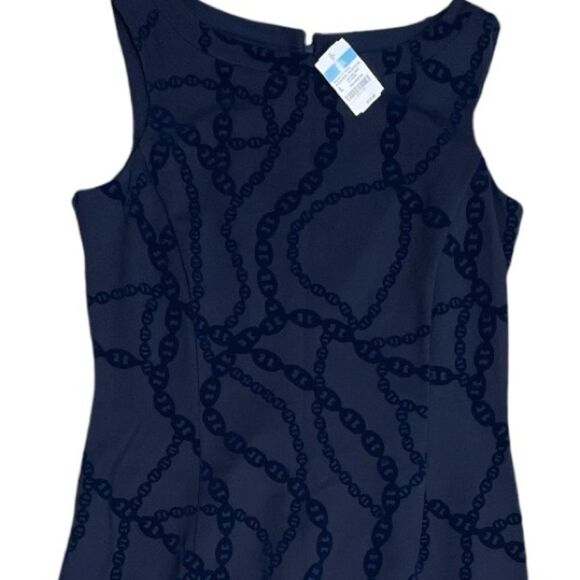 J. McLaughlin Amelia Dress NWT Navy Flocking Print Blue Size Large - Picture 4 of 12